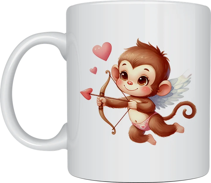 Valentines day mug - Monkey Cupid design